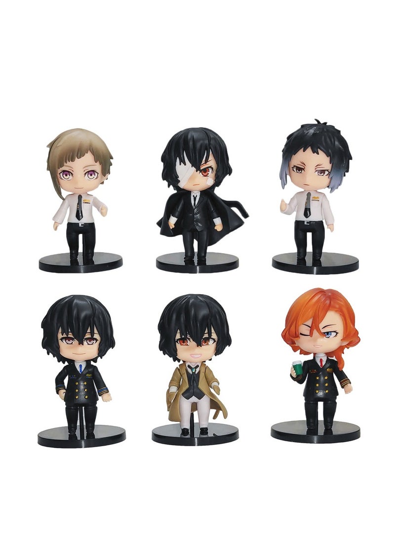 Literary Masters Q-style PVC Figure Set, 6 Classic Characters (Nishida Jun, Ozamu et al.), 10cm Tall, Ideal for Collecting, Decor, or Gifts, Perfect for Anime Fans  - Image 1