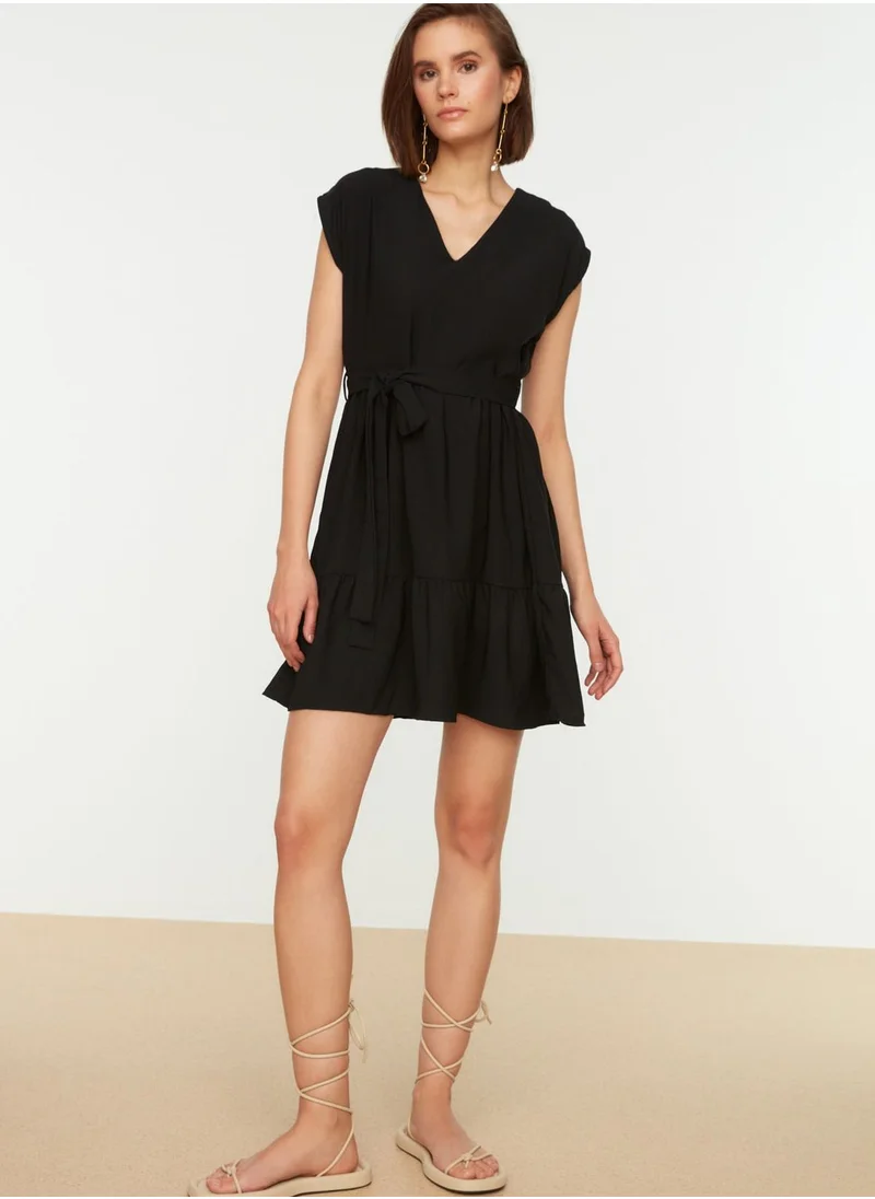 trendyol Pleated Tiered Hem Dress