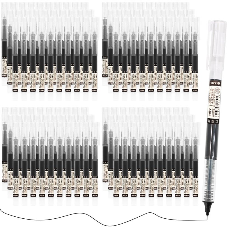 Beieverluck 120 Pieces Rolling Ball Pens 0.5 mm Japanese Pens Fine Point Pens Quick Dry Liquid Ink Pen Smooth Writing Pens for Office Student Back to School Supplies, Black Color - Image 1