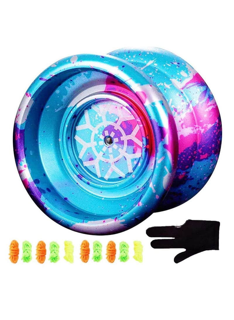 SYOSI Professional Unresponsive Yoyo Aluminum Beginner Colorful Yo-Yos Ball for Advanced Yoyos Players Kids with 10 Yo-Yo Strings Yo-Yo Bag Glove - Image 1