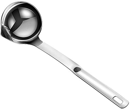 HARI - Stainless Steel Oil Separator Spoon With Long Handle, Grease Filter Spoon For Home Kitchen Hot Pot Fat Skipper (Silver 1Pcs), L-38.1 CM - Image 1