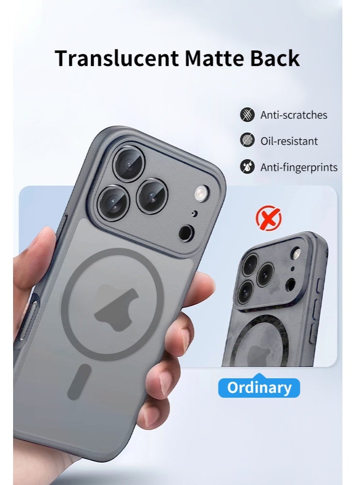 For iPhone 17  Pro Max Case: Magnetic Matte Translucent Military Grade Drop Protective Phone Case |Shockproof Thin Rugged Durable Protection Bumper Cover，Grey - Image 3