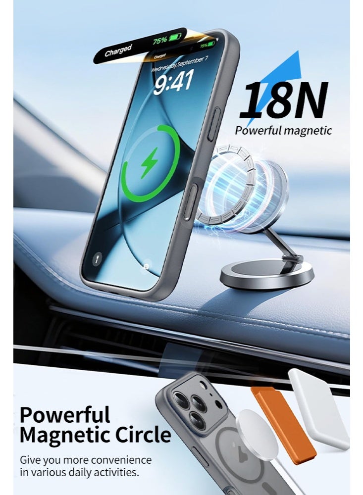 For iPhone 17  Pro Max Case: Magnetic Matte Translucent Military Grade Drop Protective Phone Case |Shockproof Thin Rugged Durable Protection Bumper Cover，Grey - Image 4