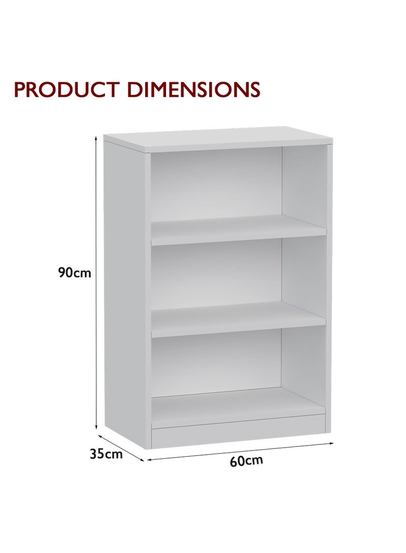 Mahmayi Mahmayi Wooden Storage Display Shelves 3-Tier Freestanding, Top Shelf for Decoration Ideal for Storing and Displaying your possessions - White - Image 2