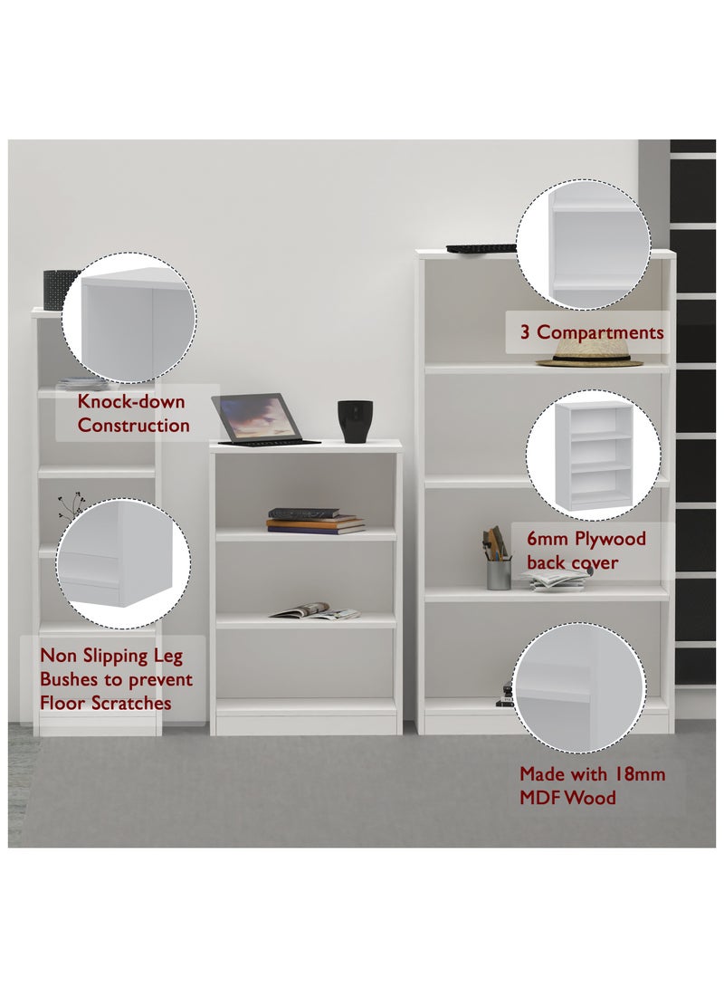 Mahmayi Mahmayi Wooden Storage Display Shelves 3-Tier Freestanding, Top Shelf for Decoration Ideal for Storing and Displaying your possessions - White - Image 4