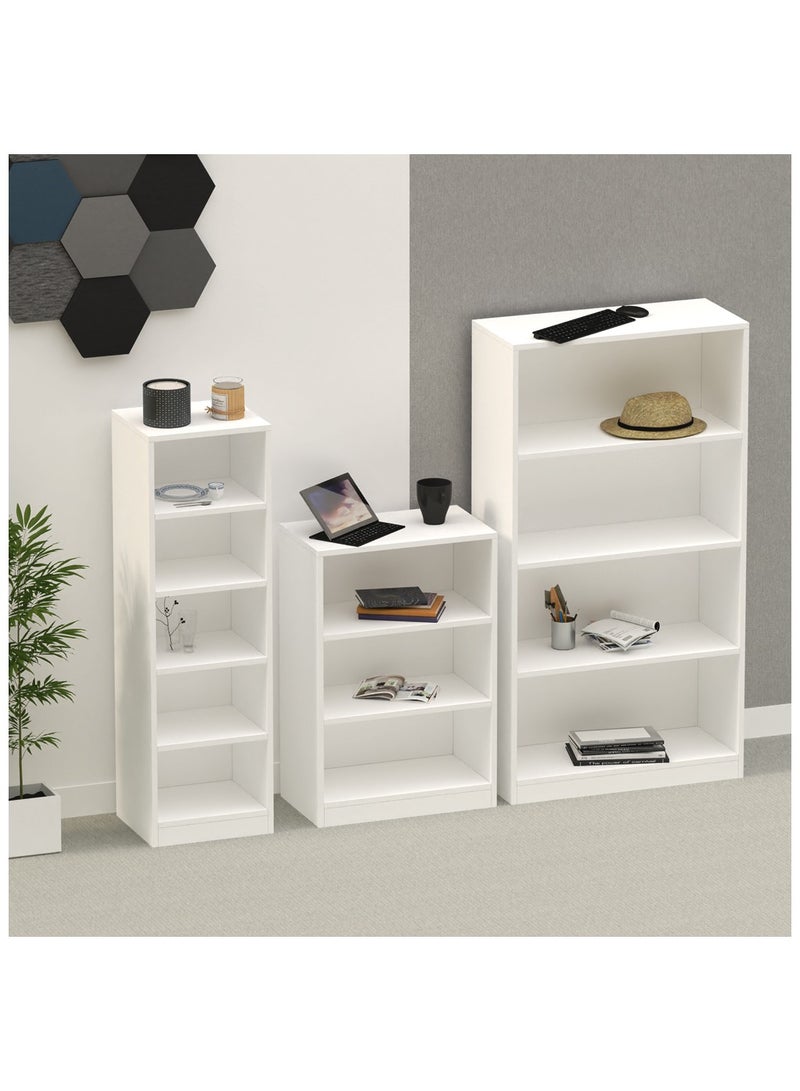 Mahmayi Mahmayi Wooden Storage Display Shelves 3-Tier Freestanding, Top Shelf for Decoration Ideal for Storing and Displaying your possessions - White - Image 5
