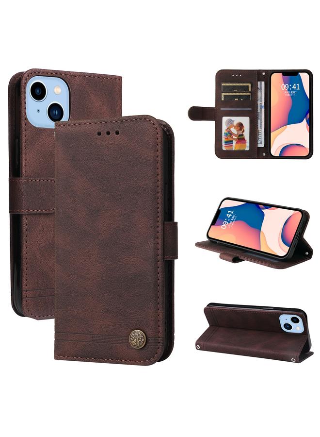 S-TOP Case For iPhone 14 Plus Skin Feel Life Tree Leather Case - Image 1