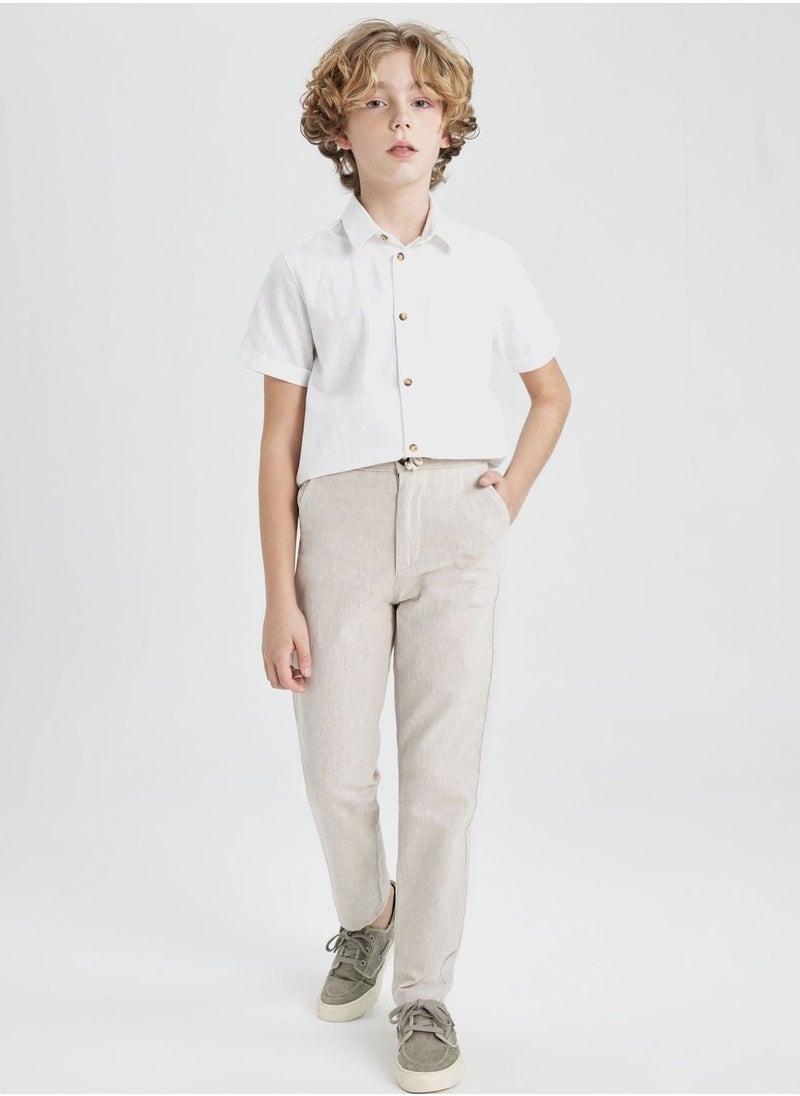DeFacto Boy Regular Fit Standard Leg Linen Look Trousers  - Image 1