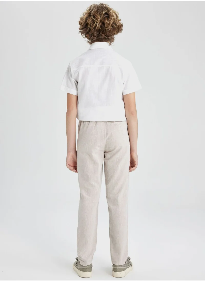 ديفاكتو Boy Regular Fit Standard Leg Linen Look Trousers