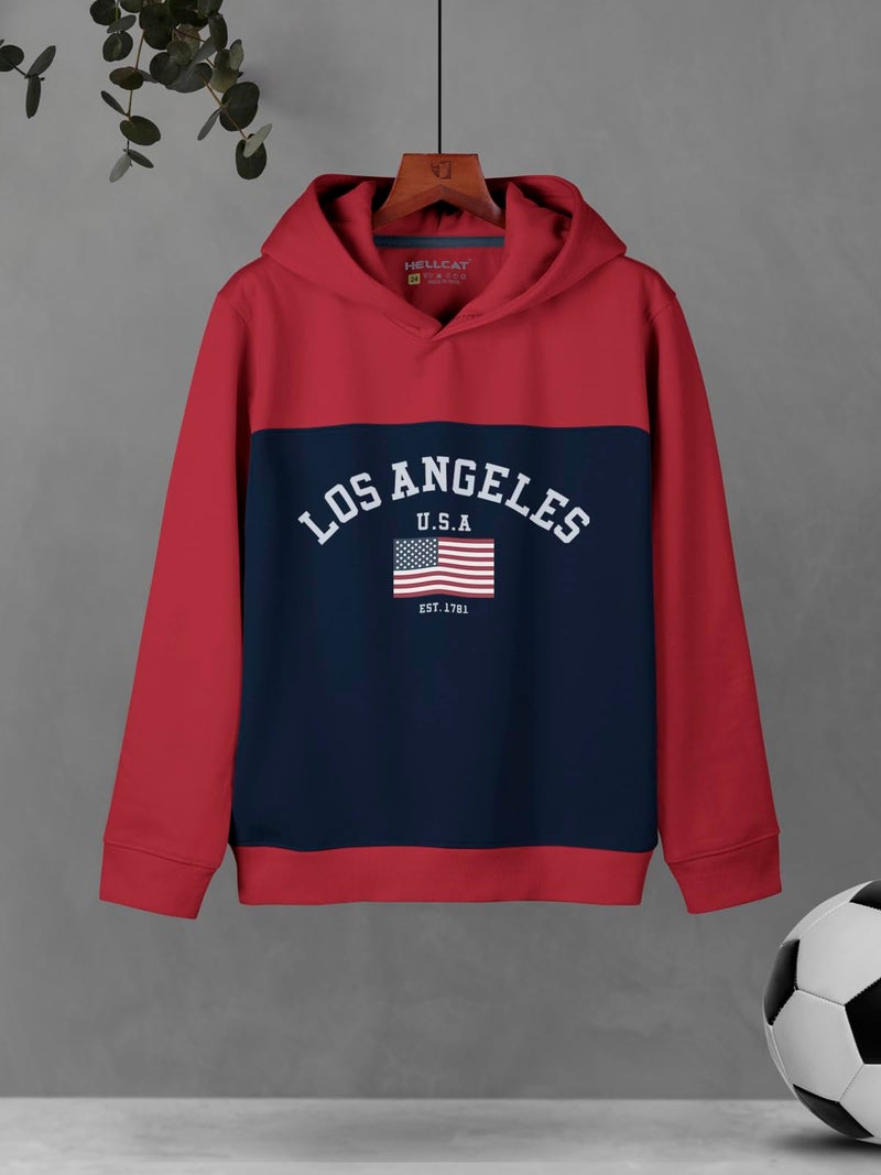 HELLCAT Printed Cotton Blend Hoodie Sweatshirt for Boys - Pack of 2 Maroon/Beige 13-14 Years - Image 4