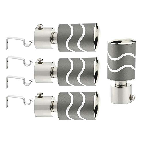 GLOXY Stainless Steel Curtain Bracket with Support 1 Inch Rod Pocket Finials Rod Support Fittings, Curtain Rod Holder (2 Pair Grey) - Durable Window Decor Solution for Elegant Home Interiors - Image 1