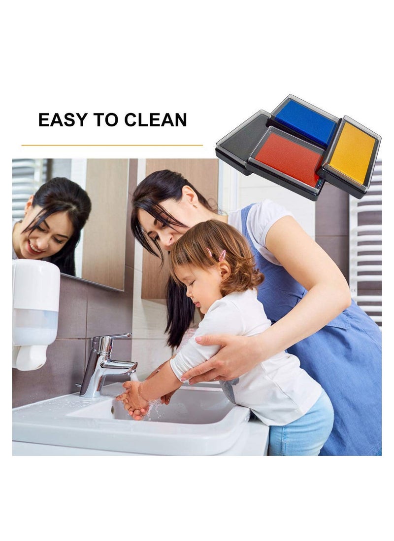 Excefore Baby Handprint and Footprint Ink Pads, Baby Footprint Kit, Paw Print kit, Baby Ink Pad, Non Toxic and Safe Print, Smudge Proof, Easy to Wash Off, 4 Color, Black+Red+Blue+Yellow  - Image 2