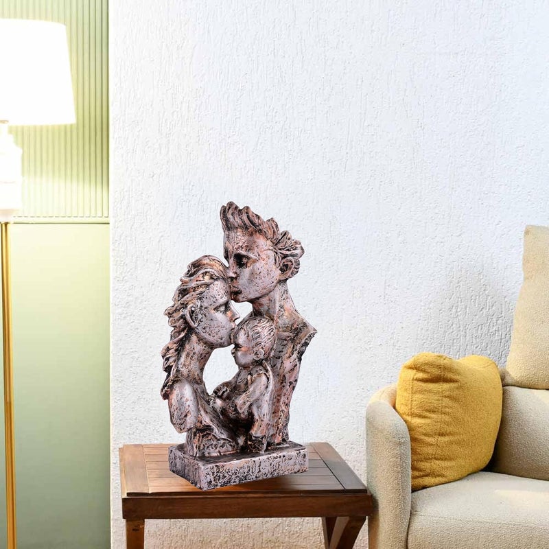 zart Mother Father with Child Love Statue Showpiece for Home Decor Gifting Cooper - Image 1