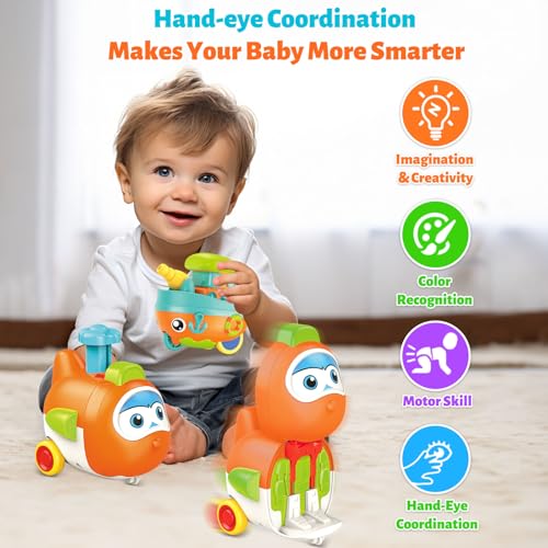 JIAYIISHU Toddler Toys for 1 Year Old Boy Press to Go Car Toys for Toddlers 13 Learning Baby toy 691218 Months Infant Push Go Play Vehicle Set Baby Girls Boys Christmas First Birthday Gifts for Ages 12 - Image 5