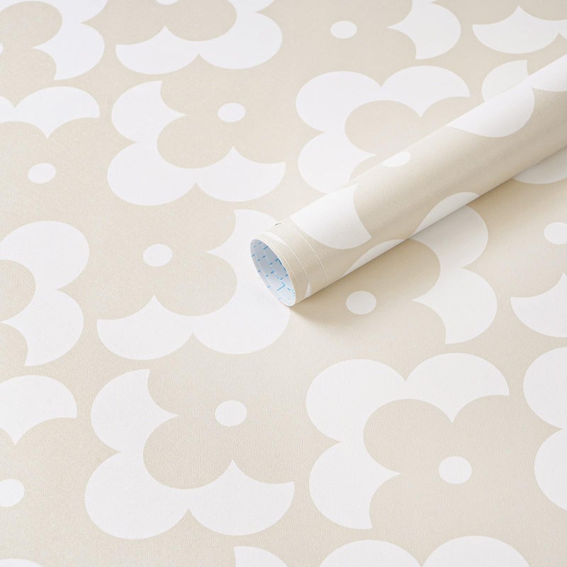 Ismoon Geometric Peel and Stick Wallpaper Boho Begie Contact Paper 17.3''x78.7'' Neutral Wallpaper Renter Friendly Removable Self-Adhesive Wall Paper for Bedroom Kitchen Wall Decor Vinyl - Image 1