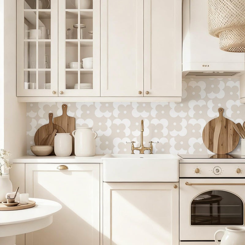 Ismoon Geometric Peel and Stick Wallpaper Boho Begie Contact Paper 17.3''x78.7'' Neutral Wallpaper Renter Friendly Removable Self-Adhesive Wall Paper for Bedroom Kitchen Wall Decor Vinyl - Image 2