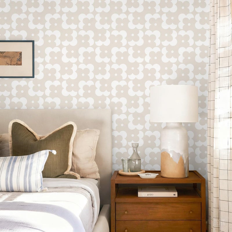 Ismoon Geometric Peel and Stick Wallpaper Boho Begie Contact Paper 17.3''x78.7'' Neutral Wallpaper Renter Friendly Removable Self-Adhesive Wall Paper for Bedroom Kitchen Wall Decor Vinyl - Image 3