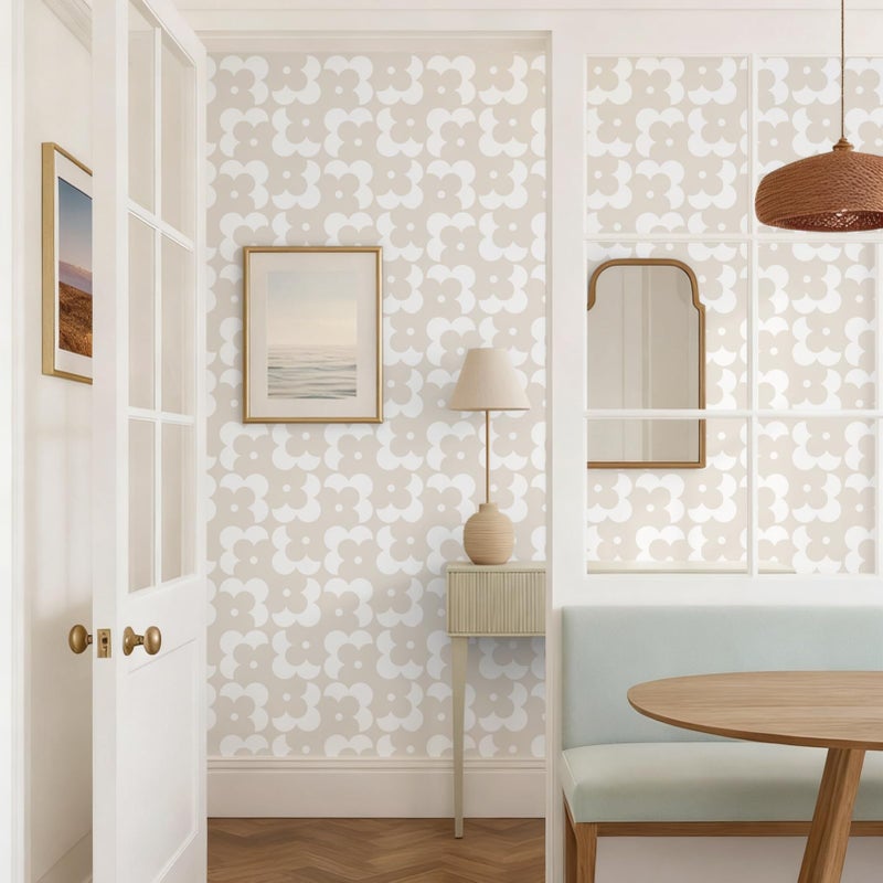 Ismoon Geometric Peel and Stick Wallpaper Boho Begie Contact Paper 17.3''x78.7'' Neutral Wallpaper Renter Friendly Removable Self-Adhesive Wall Paper for Bedroom Kitchen Wall Decor Vinyl - Image 5