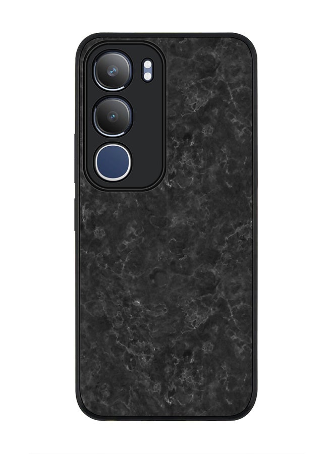 غطاء لجهاز vivo Y19s / Y19s Pro، حماية كاميرا رفيعة، غطاء هاتف مضاد للصدمات - نسيج رخام أسود