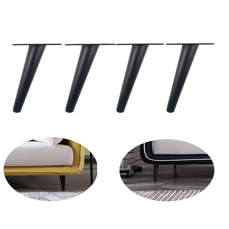 Alxeh Oblique Furniture Leg 4 Inch, Slant Tapered Metal Coffee Table Legs 4Pcs, Mid Century Modern Sofa Cabinet Feet Black For Home Diy Project - Image 1