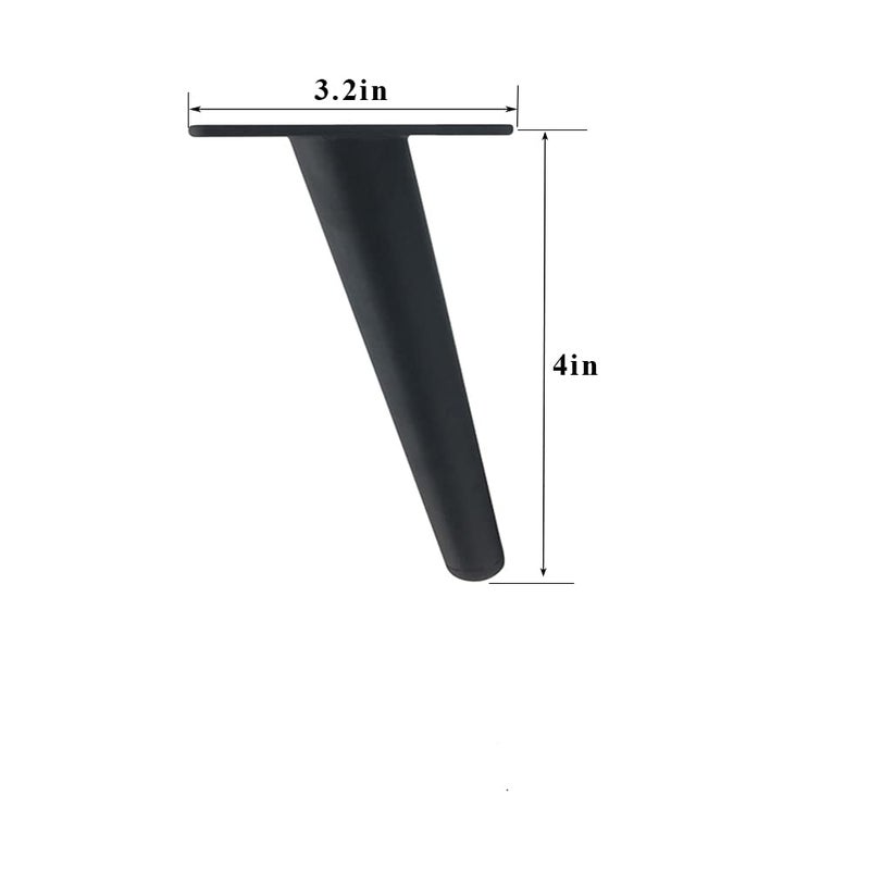 Alxeh Oblique Furniture Leg 4 Inch, Slant Tapered Metal Coffee Table Legs 4Pcs, Mid Century Modern Sofa Cabinet Feet Black For Home Diy Project - Image 2