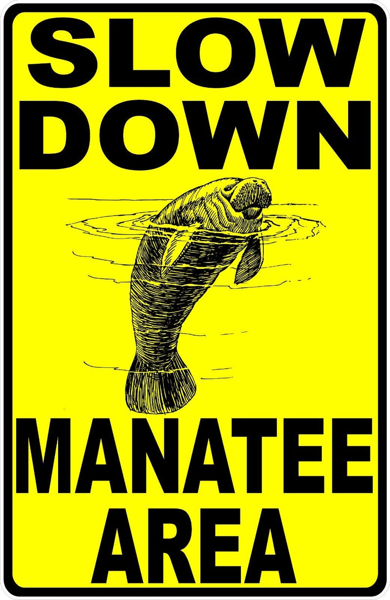 ZMKDLL ZMKDLL Slow Down Mantatee Area Metal Sign Sea Cows Manatees Idle Speed