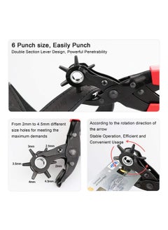 DEDSO Dedso Best Leather Hole Punch Set for Belts Watch Bands Straps Dog Collars Saddles Shoes Fabric DIY Home or Craft Projects Super Heavy Duty Rotary Puncher Multi Hole Sizes Maker Tool  - Image 4