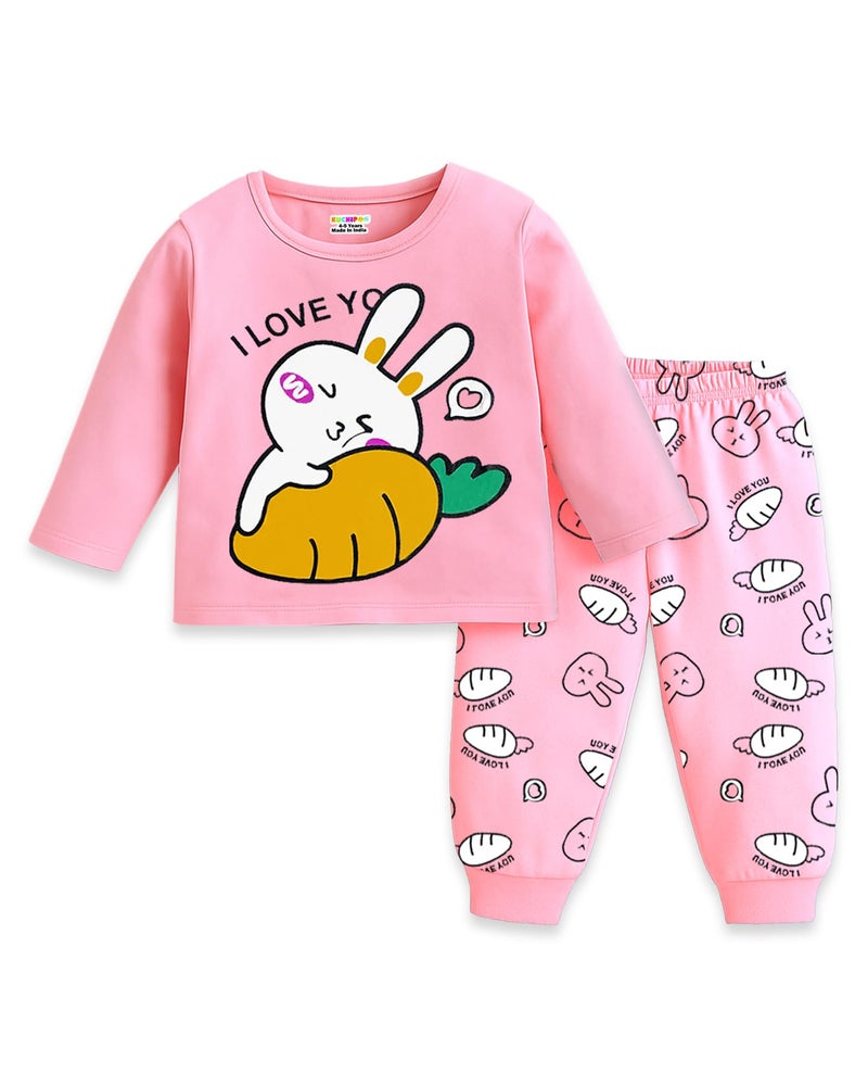Kuchipoo Baby Girl Regular Fit Cotton T-Shirts and Pyjamas Set (KUC-PSUT-171, 12-18 Months, Multi-Colored) - Image 3