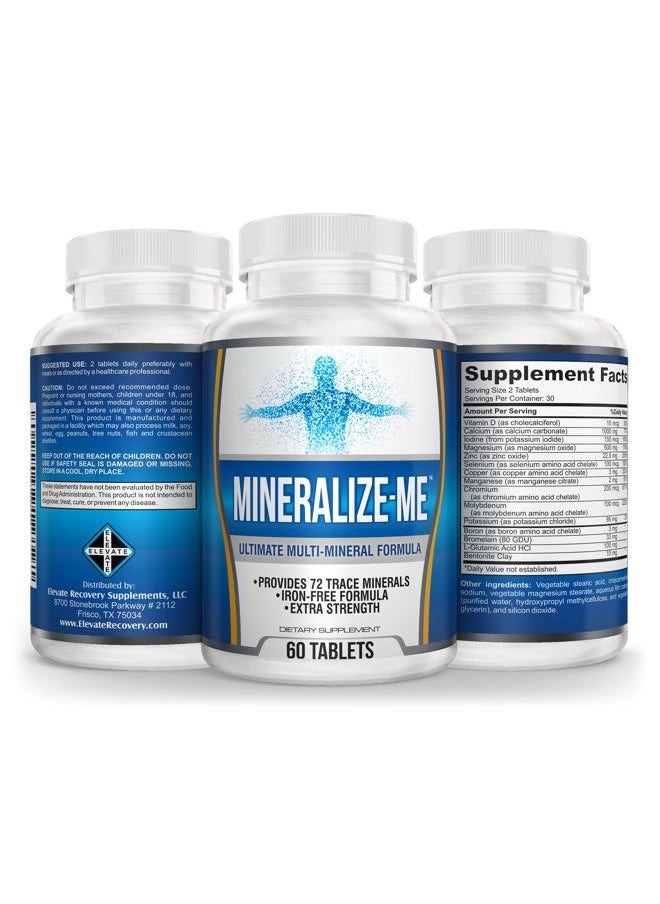 Elevate Recovery Supplements - MINERALIZE-ME: Multimineral Supplement Complex (All-in-1) High-Potency Multiminerals with Trace Minerals - Natural Multi Mineral Supplements - Iron Free Formula | 30-Day Supply (60 Tablets) - Image 1
