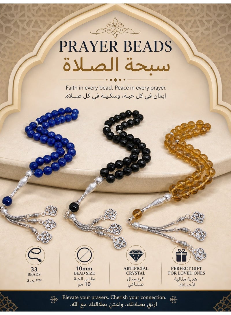 general 3 pieces/33 artificial crystal prayer beads/Tasbih/10mm - Image 2