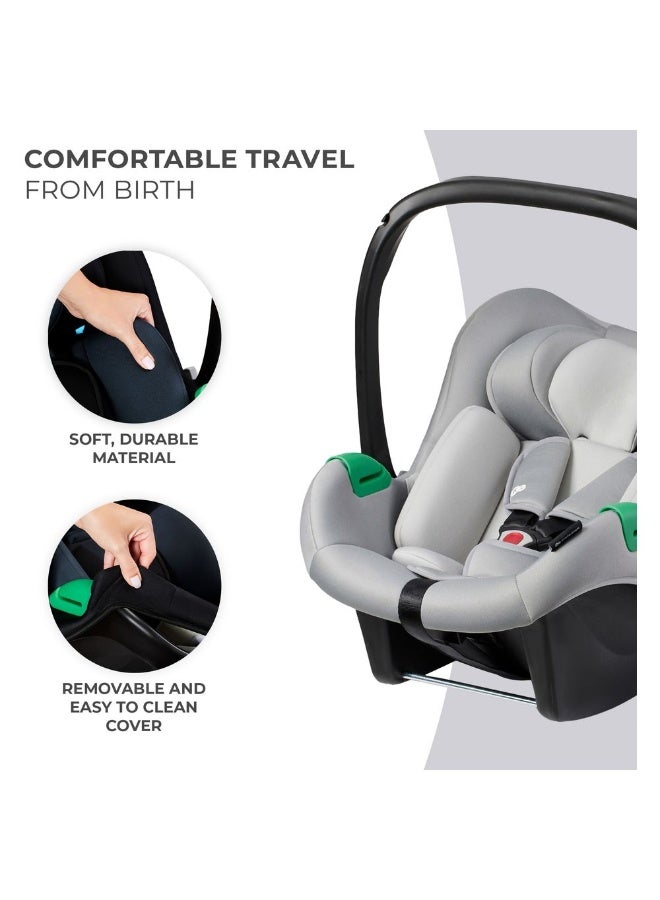 Kinderkraft MINK PRO i-Size Infant Car Seat & MINK FX Base – Rear-Facing - 0-13 kg (40-75 cm)  with ISOFIX - Grey - Image 5