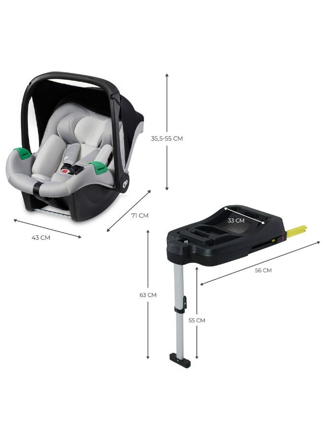 Kinderkraft MINK PRO i-Size Infant Car Seat & MINK FX Base – Rear-Facing - 0-13 kg (40-75 cm)  with ISOFIX - Grey - Image 4