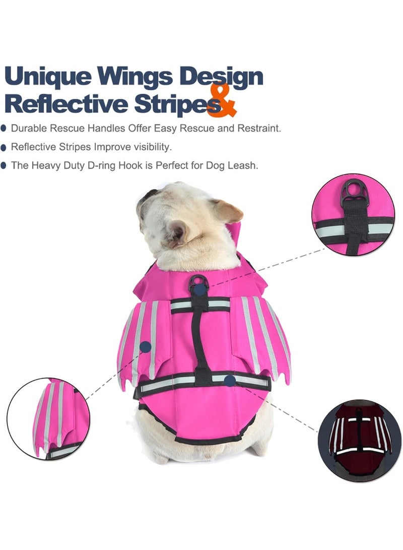 Dog Life Jacket, Wings Dog Life Vest with Chin Float Rescue Handle for Small Medium Large Dogs, Adjustable High Visibility Flotation Pet Safety Swim Vest for Swimming Boating (Pink, S) - Image 3