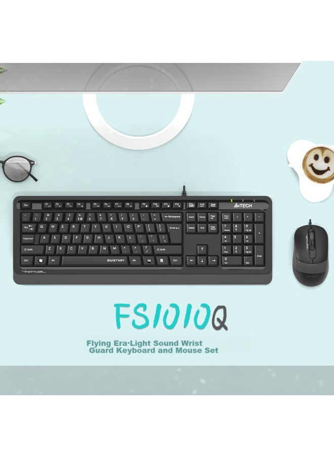 A4tech Fs1010q Wired Keyboard And Mouse Combo For Desktop And Laptop, Office Typing Ergonomic Keyboard And Mouse Set, Quiet Operation, Suikong Gray - Image 5