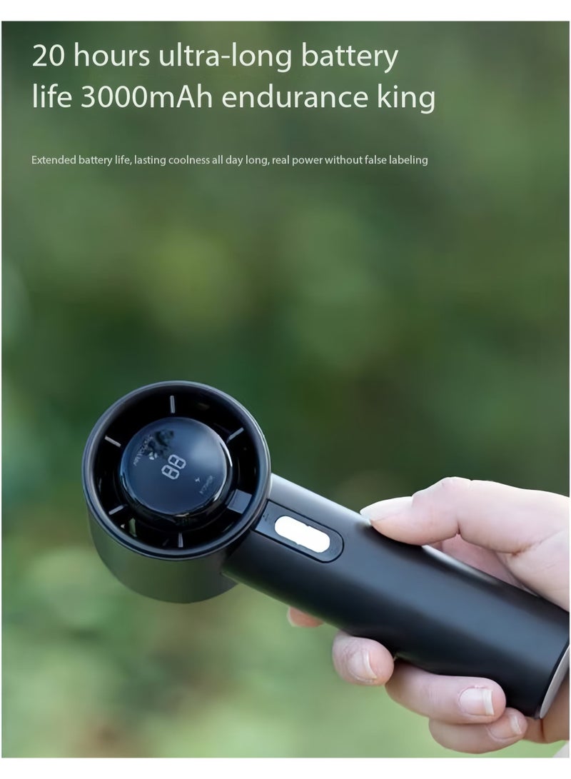 إسكدنيا Handheld Mini Fan Black with 1-100 Speed Adjustable USB-C Rechargeable High Speed Personal Fan, 3000mAh Battery Powered Fan Black - Image 4