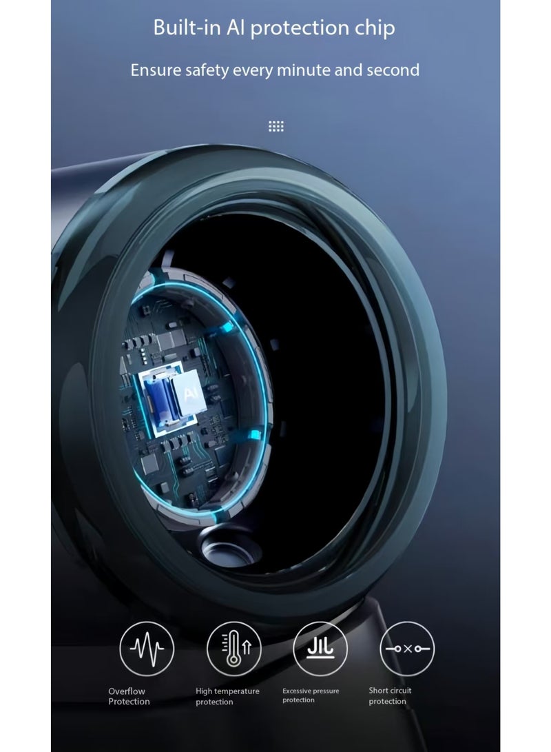 إسكدنيا Handheld Mini Fan Black with 1-100 Speed Adjustable USB-C Rechargeable High Speed Personal Fan, 3000mAh Battery Powered Fan Black - Image 5