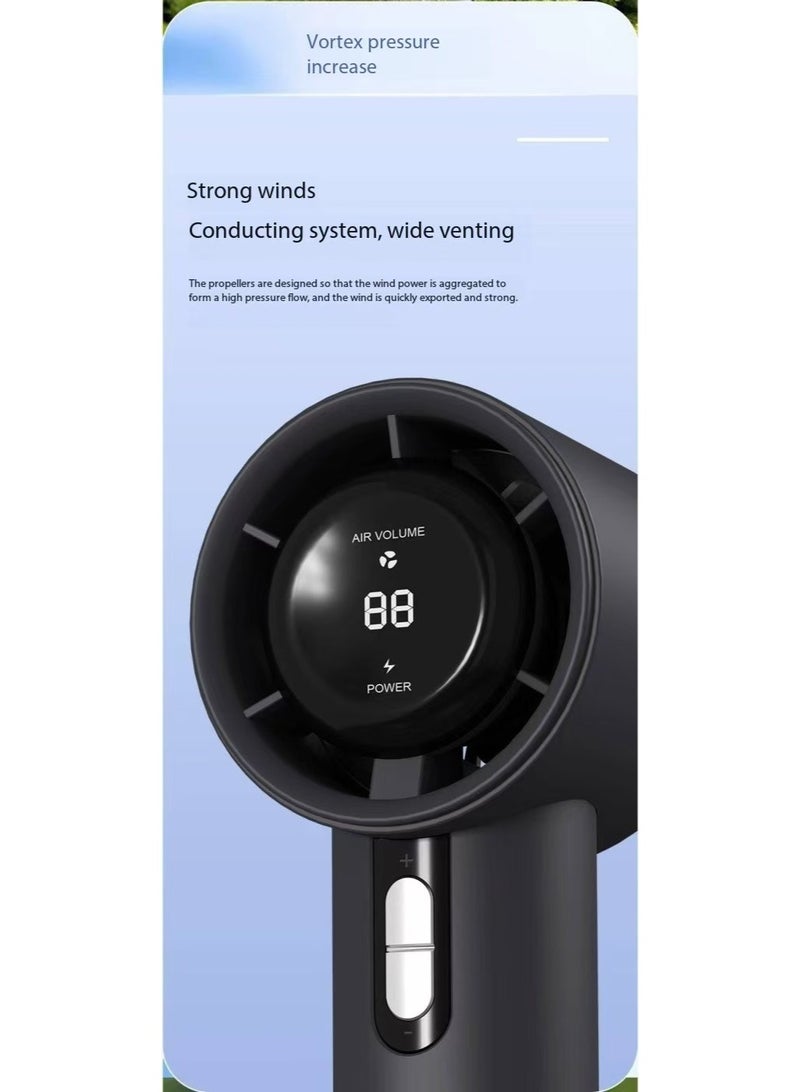 إسكدنيا Handheld Mini Fan Black with 1-100 Speed Adjustable USB-C Rechargeable High Speed Personal Fan, 3000mAh Battery Powered Fan Black - Image 3