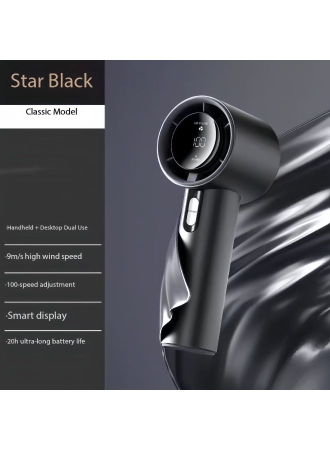 إسكدنيا Handheld Mini Fan Black with 1-100 Speed Adjustable USB-C Rechargeable High Speed Personal Fan, 3000mAh Battery Powered Fan Black - Image 2