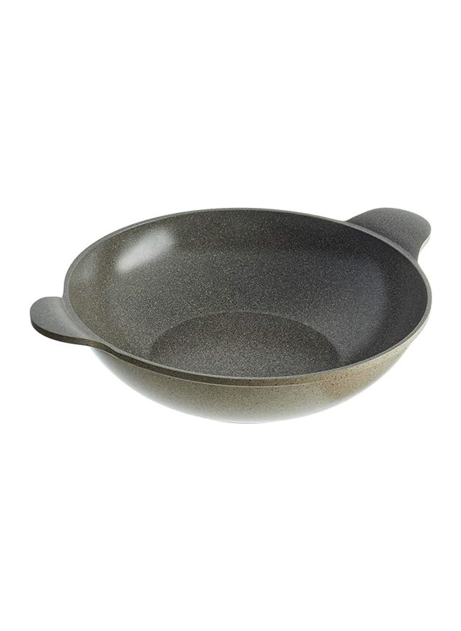 Generic 1Piece Granite Cooking Wok With Lid, 36 Cm - Olive  - Image 2