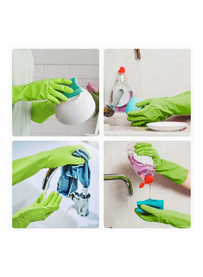 2 Pairs Of Durable Cleaning Gloves Reusable Non Slip Rubber Long Sleeve Waterproof Household Dishwashing Gloves To Protect Hands Soft And Comfortable Premium Kitchen Gloves  - Image 2
