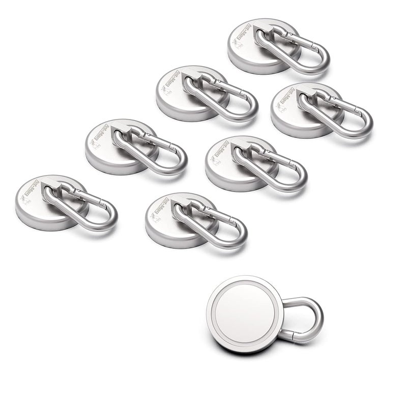 Ant Mag Magnetic Hooks 140LBS Heavy Duty Neodymium Magnet with Swiveling Carabiner Magnet Snap Hook for Indoor/Outdoor Hanging Bag Kitchen Garage Magnet Type Cruise Ship Magnetic Hook (8 Pack) - Image 1