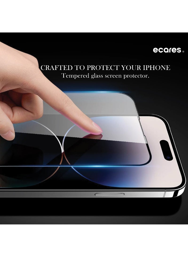 إيكاريس إي كيرز® واقي شاشة iPhone 14، شفاف عالي الدقة، زجاج مقسى 9H، حماية من الدرجة العسكرية، مقاوم للخدش، مضاد لبصمات الأصابع، تغطية كاملة، مضاد للاصفرار، خالي من الفقاعات، (حزمة-2) - Image 2