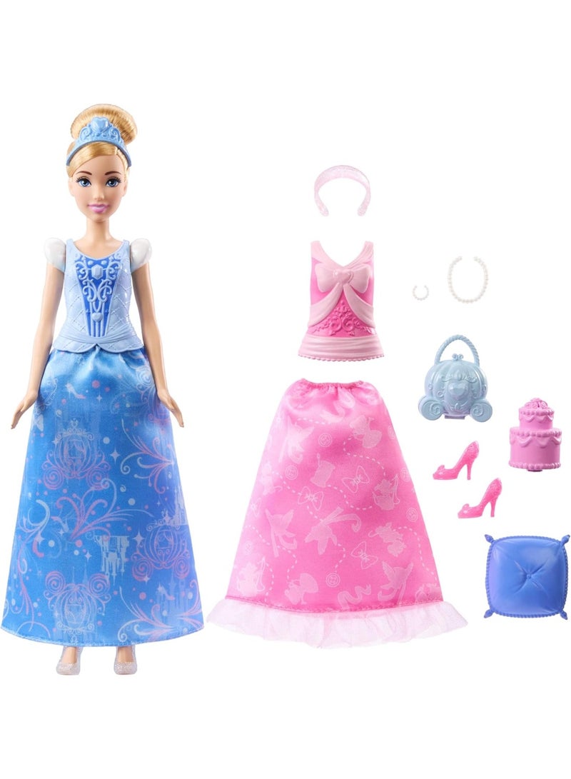 Disney Princess Cinderella Fashion Doll with 2 Looks and Accessories, 2-in-1 Stories Inspired by Disney Movie - Image 1