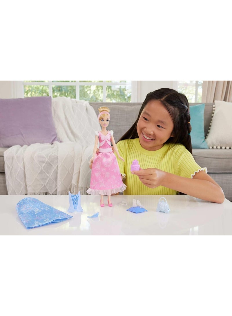 Disney Princess Cinderella Fashion Doll with 2 Looks and Accessories, 2-in-1 Stories Inspired by Disney Movie - Image 3