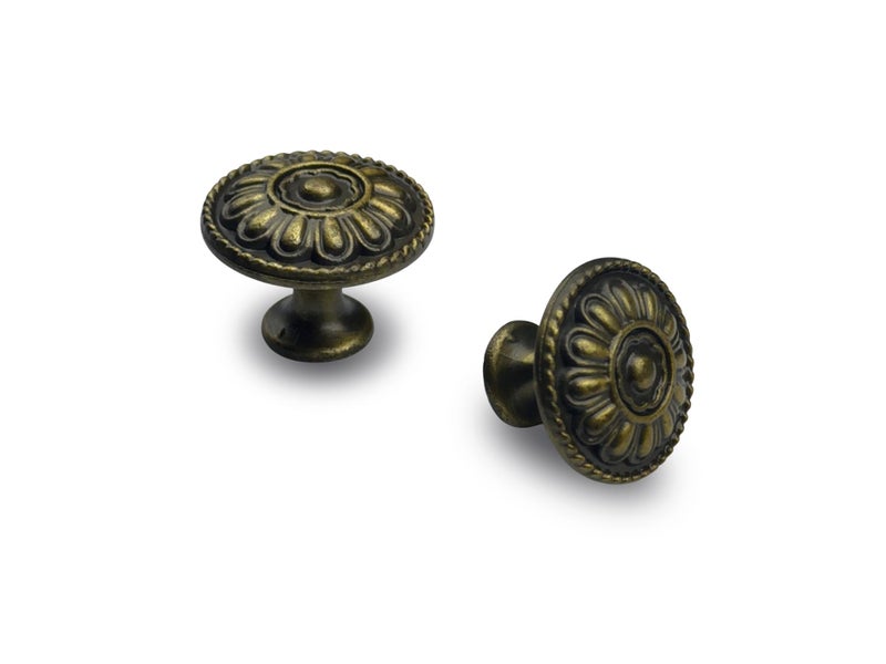 QCAA Cabinet Vintage Knob for Drawer 118 inch Diameter Antique Brass 20 Pack Made in Taiwan - Image 2