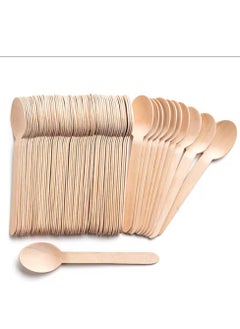 HAIWUYA 100 Pcs Disposable Spoons Wooden Spoons 100% Natural Wooden Disposable Cutlery Eco-Friendly  - Image 5