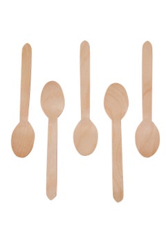 HAIWUYA 100 Pcs Disposable Spoons Wooden Spoons 100% Natural Wooden Disposable Cutlery Eco-Friendly  - Image 1