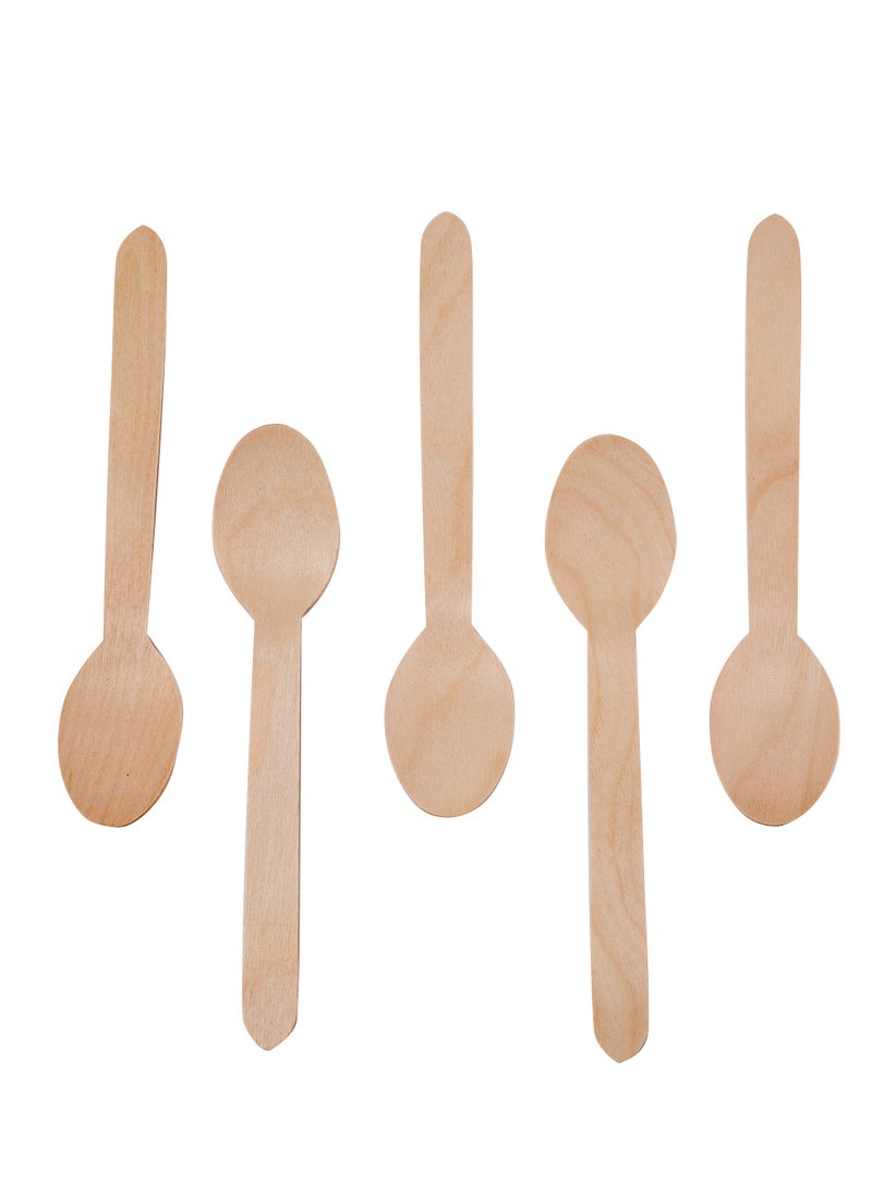HAIWUYA 100 Pcs Disposable Spoons Wooden Spoons 100% Natural Wooden Disposable Cutlery Eco-Friendly  - Image 1
