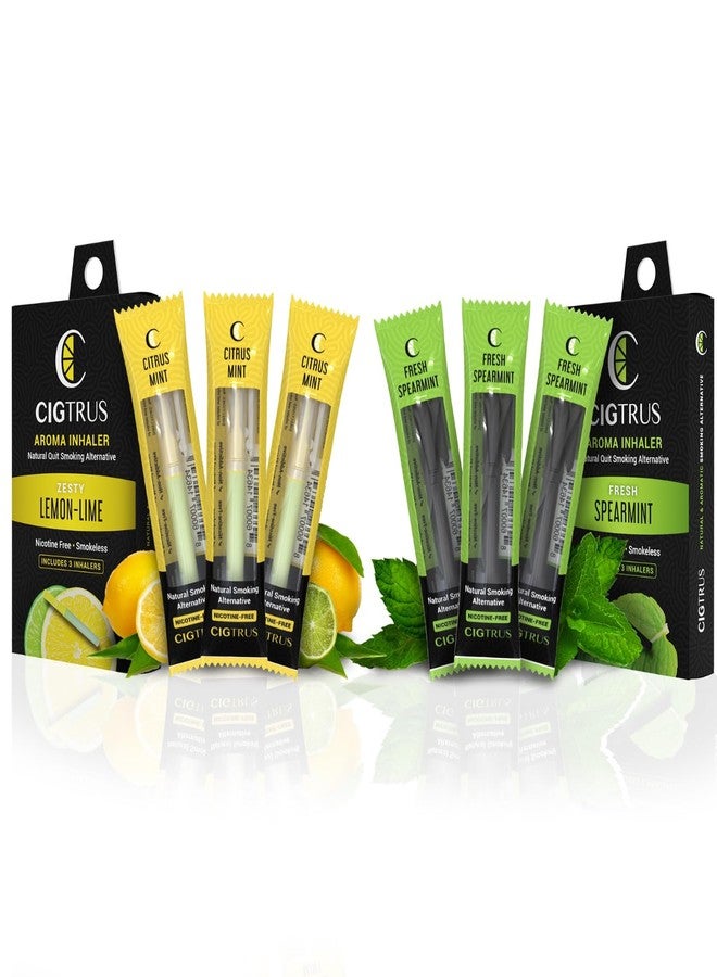 Cigtrus Quit Smoking Aid – Natural Smokeless Inhaler – Non-Electric, Nicotine-Free & Travel-Safe – 6-Piece Fresh Spearmint & Lemon Lime - Image 1
