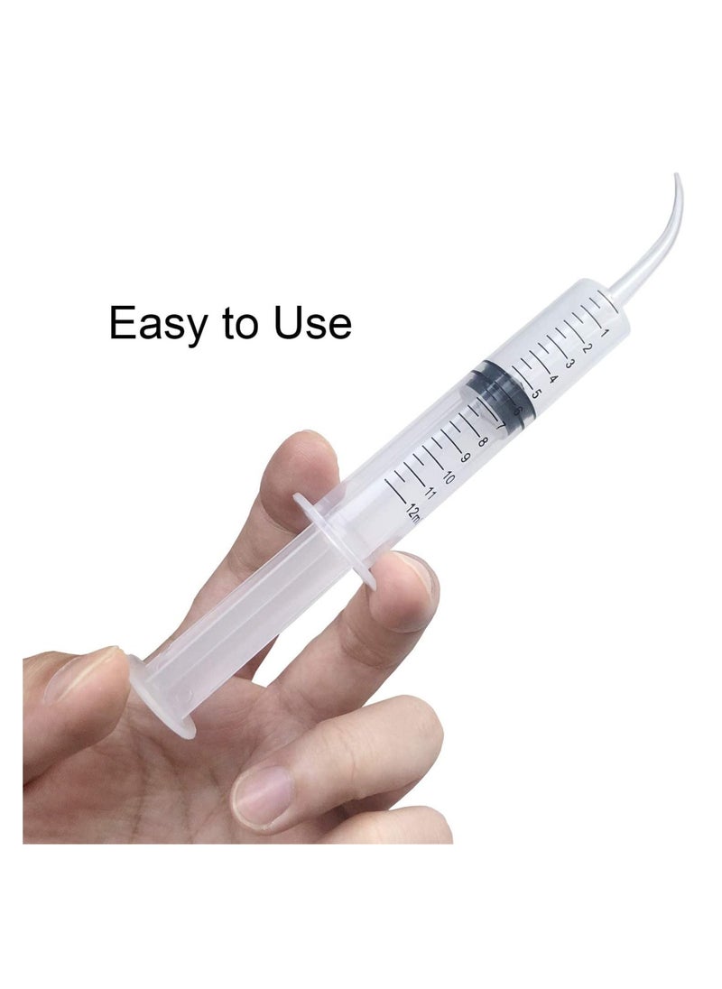 SYOSI - 6 Pack 12ml with Curved Tip Dental Irrigation Syringe for Rinse Oral Care, Tonsil Stone Jet Liquid Injection, Oil, Glue, Lab Pet Feeding (with Clear Measurements) - Image 1